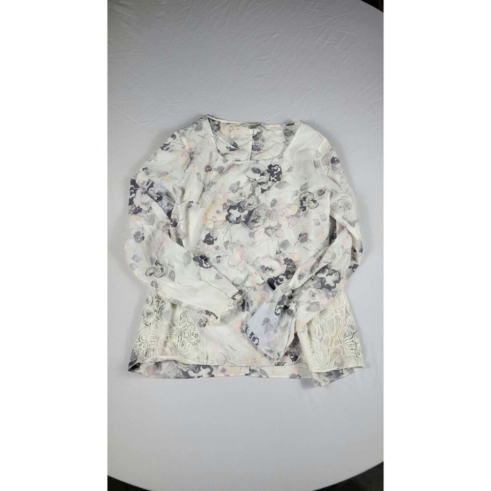 LC Lauren Conrad Floral Pastel Lacey Top Casual Top